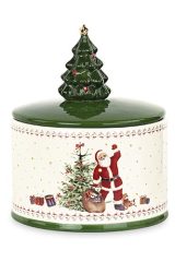 Scatola biscottiera in ceramica con coperchio natalizia babbo natale 20329