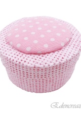 Scatolina-rotonda-tonda-paglia-rosa-pois-portaconfetti-bimba-battesimo-nascita